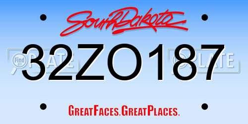 32ZO187 South Dakota License Plate