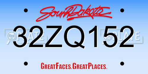 32ZQ152 South Dakota License Plate