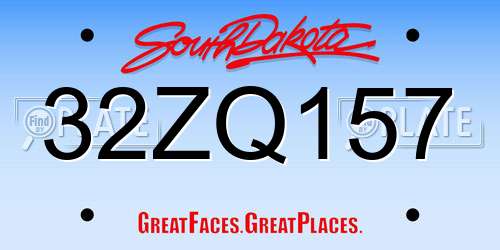 32ZQ157 South Dakota License Plate