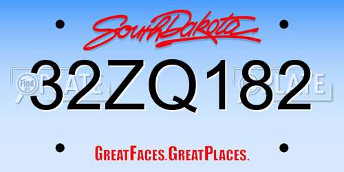32ZQ182 South Dakota License Plate