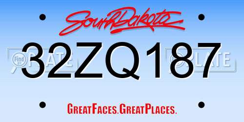 32ZQ187 South Dakota License Plate