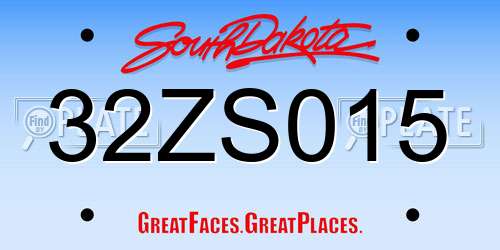 32ZS015 South Dakota License Plate