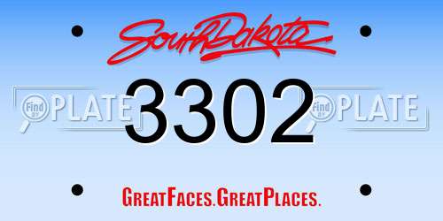 3302 South Dakota License Plate