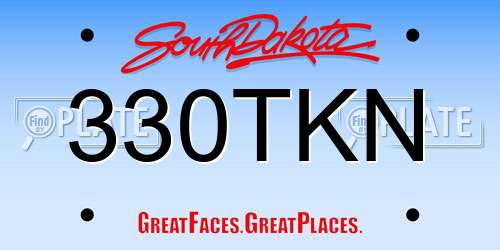 330TKN South Dakota License Plate