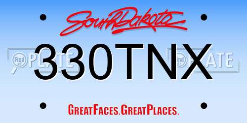 330TNX South Dakota License Plate