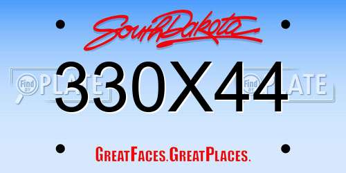 330X44 South Dakota License Plate