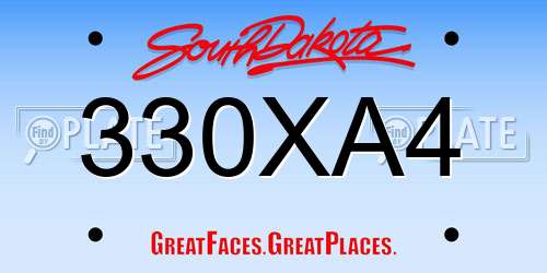 330XA4 South Dakota License Plate