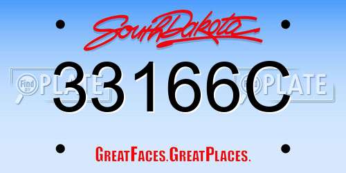 33166C South Dakota License Plate