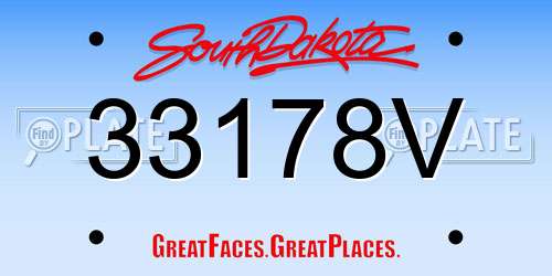 33178V South Dakota License Plate