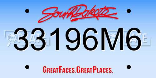 33196M6 South Dakota License Plate