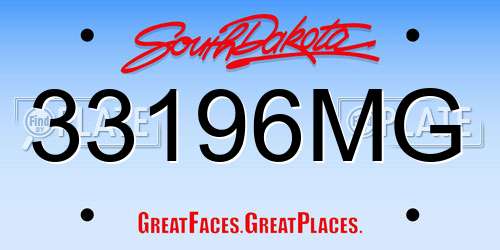 33196MG South Dakota License Plate