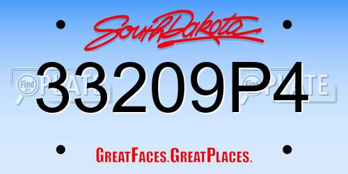 33209P4 South Dakota License Plate