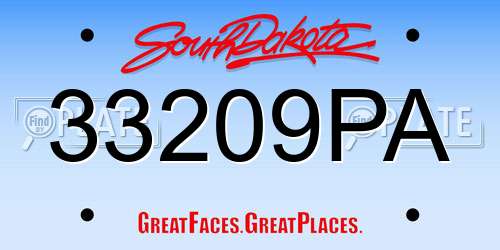 33209PA South Dakota License Plate