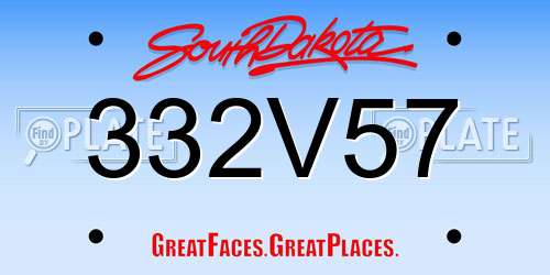 332V57 South Dakota License Plate