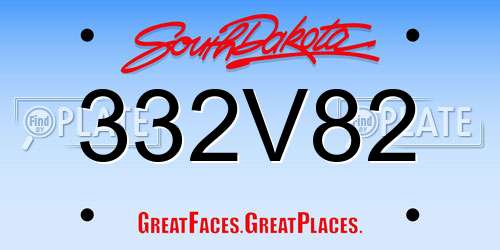 332V82 South Dakota License Plate