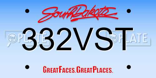 332VST South Dakota License Plate