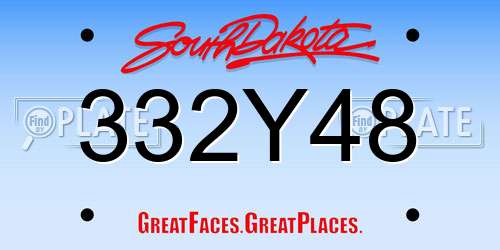 332Y48 South Dakota License Plate