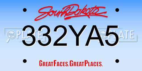332YA5 South Dakota License Plate