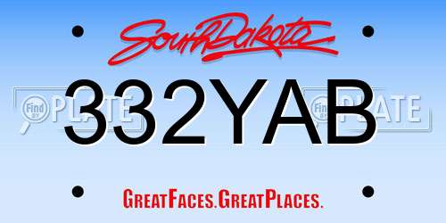 332YAB South Dakota License Plate