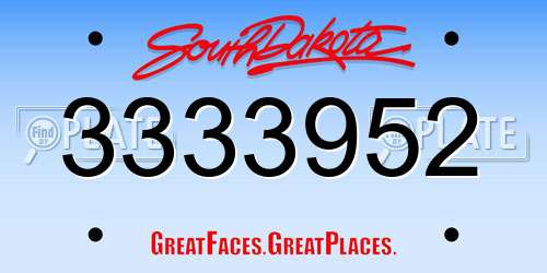 3333952 South Dakota License Plate