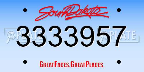 3333957 South Dakota License Plate