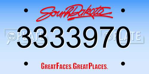 3333970 South Dakota License Plate