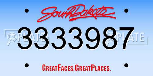 3333987 South Dakota License Plate