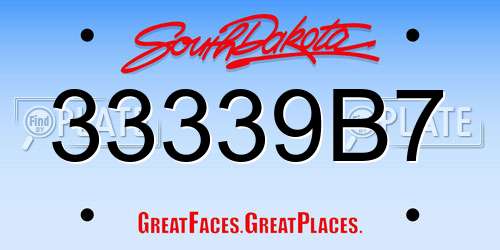 33339B7 South Dakota License Plate