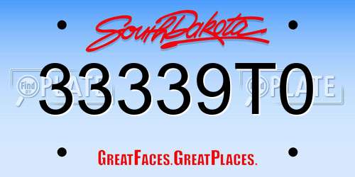 33339T0 South Dakota License Plate