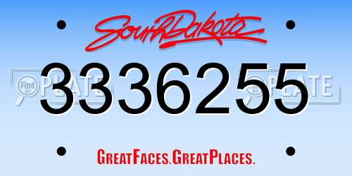 3336255 South Dakota License Plate
