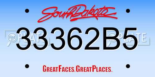 33362B5 South Dakota License Plate