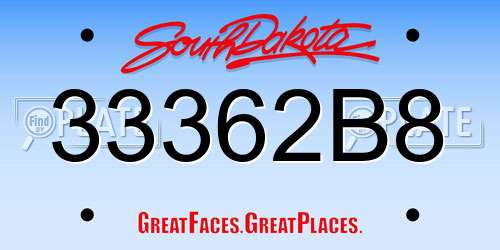 33362B8 South Dakota License Plate