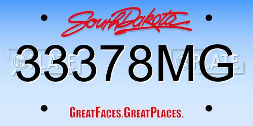 33378MG South Dakota License Plate