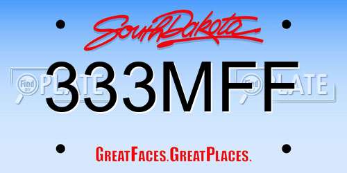 333MFF South Dakota License Plate