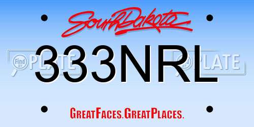 333NRL South Dakota License Plate