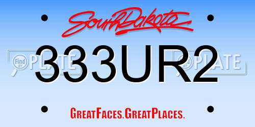 333UR2 South Dakota License Plate