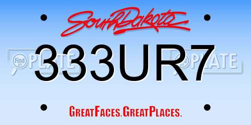 333UR7 South Dakota License Plate