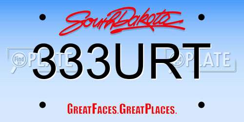 333URT South Dakota License Plate