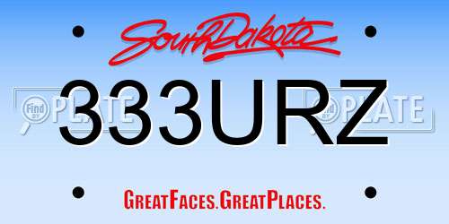333URZ South Dakota License Plate