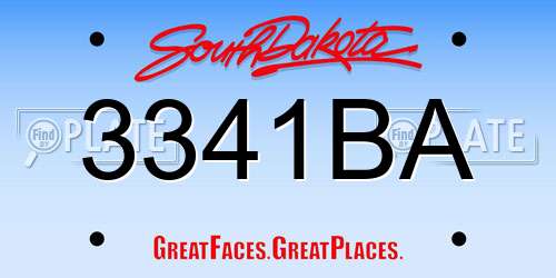 3341BA South Dakota License Plate