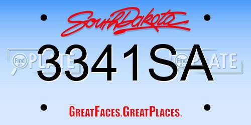 3341SA South Dakota License Plate