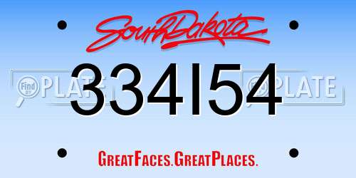334I54 South Dakota License Plate