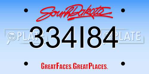 334I84 South Dakota License Plate