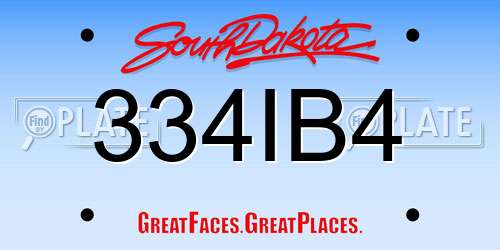 334IB4 South Dakota License Plate
