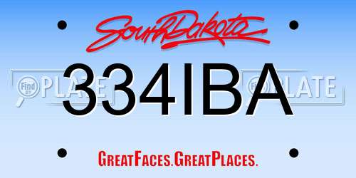 334IBA South Dakota License Plate