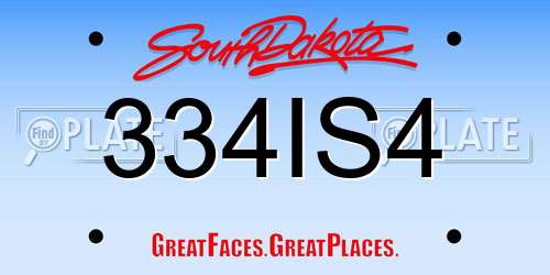 334IS4 South Dakota License Plate