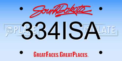 334ISA South Dakota License Plate