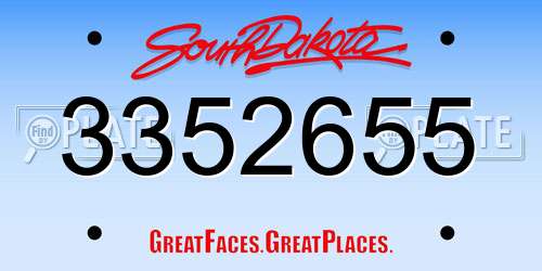 3352655 South Dakota License Plate