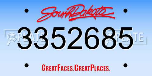 3352685 South Dakota License Plate
