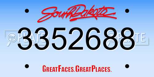 3352688 South Dakota License Plate